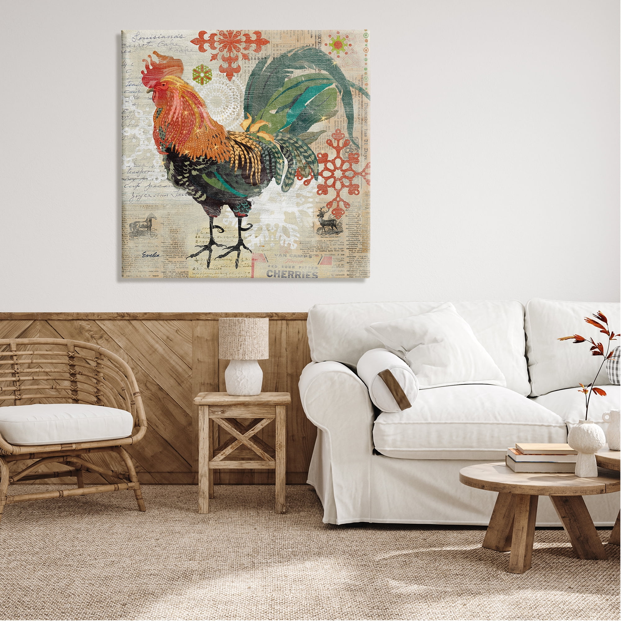 Stupell Kitchen Rooster Farmhouse Collage Animals & Insects Painting Gallery Wrapped Canvas Print Wall Art