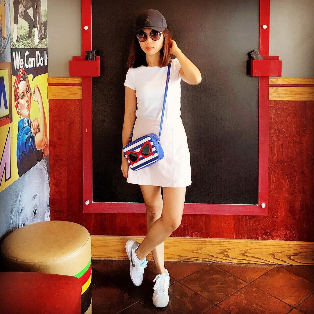 Kate Spade Make a Splash Sunglasses Mindy Crossbody, Blue/White Stripe