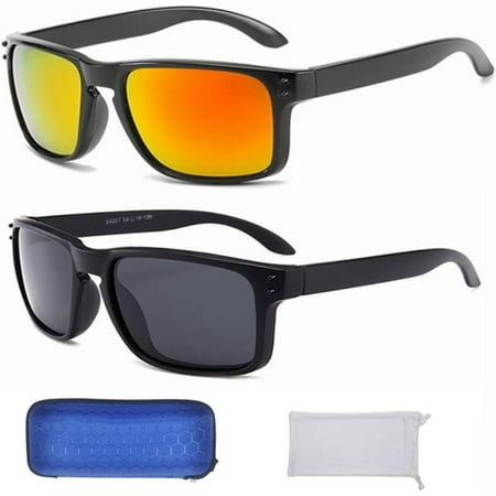 Polarized Sports Performance Aggressive Men Women (2 PACK) Full Wrap Sunglasses Shades Glasses Eyewear