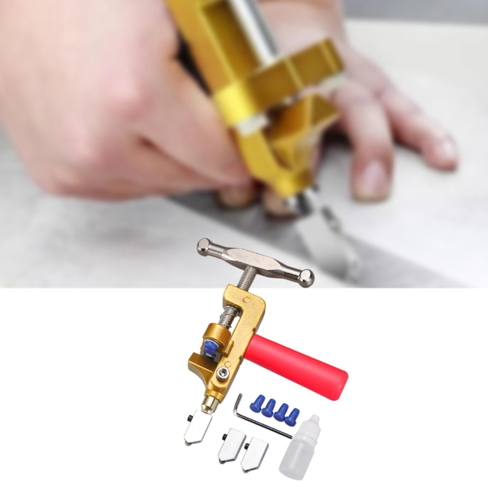 Sharprepublic Glass Cutter 2 in 1 Comfortable Gripping Glass Cutting Tool for Mirror Glass Red