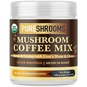 PureShrooms Mushroom Coffee - Focus & Create with Chaga & Lion’s Mane. Memory, Focus, Immune Booster. Keto Friendly (50 Servings, 100 Grams)