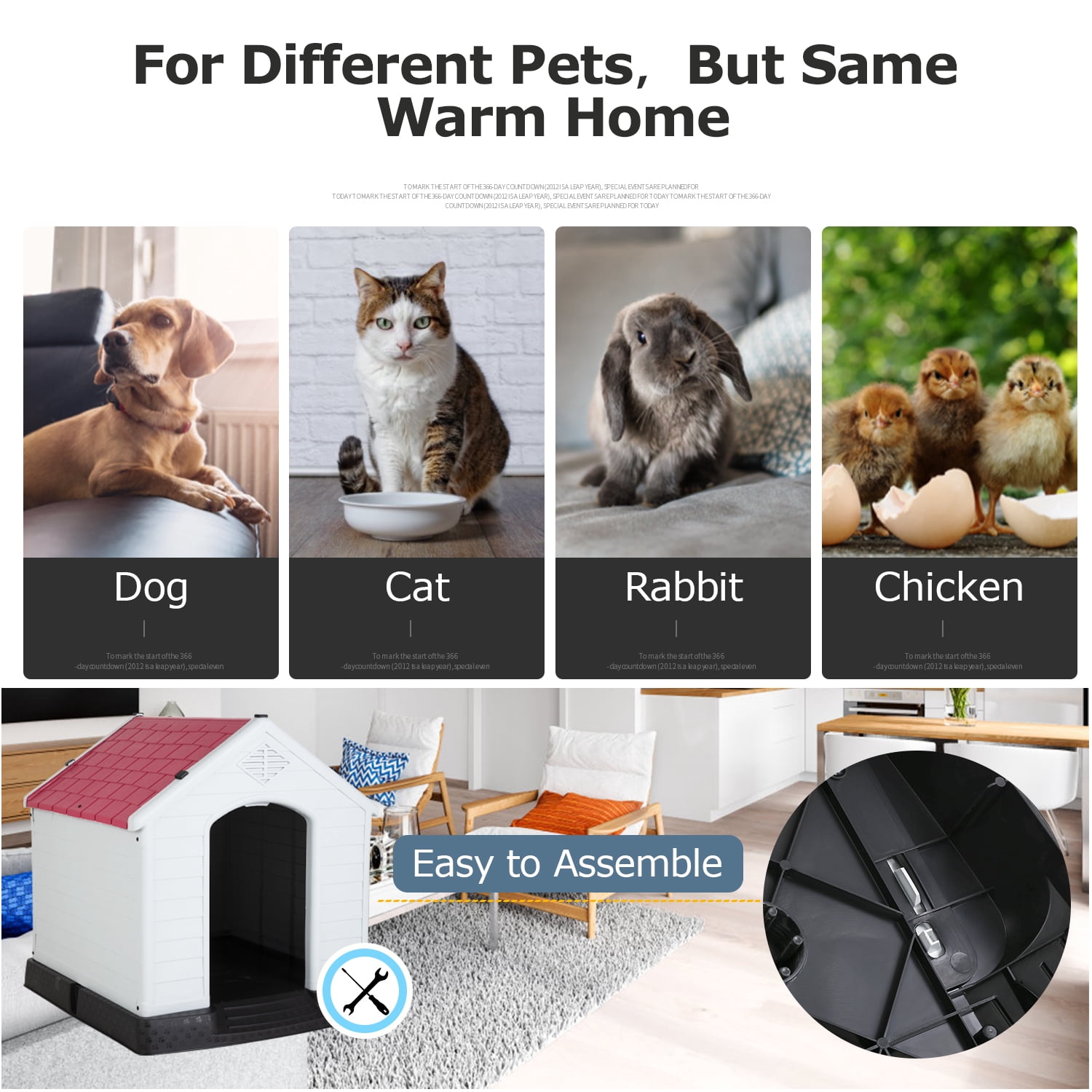 BestPet 32Inch Large Dog House,Red,Plastic.