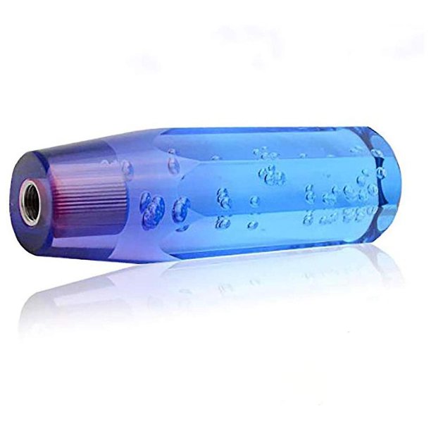 Perilla de cambio de marchas universal de aluminio de cristal azul violeta de 25 cm Perilla de cambio de marchas de cabeza plana octogonal de dos colores con cabezal de cristal acrílico