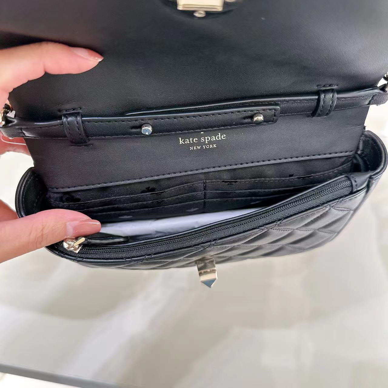 Buy the Kate Spade Gold Coast Maryanne Quilted Black Leather Shoulder Bag |  GoodwillFinds