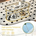 thumbnail image 4 of Coffee Table Gold Glass Coffee Table for Living Room,2 Tiers Oval Center Table with Sturdy Metal Frame,Modern Tempered Glass Accent Table for Bedroom Home Office, 4 of 18