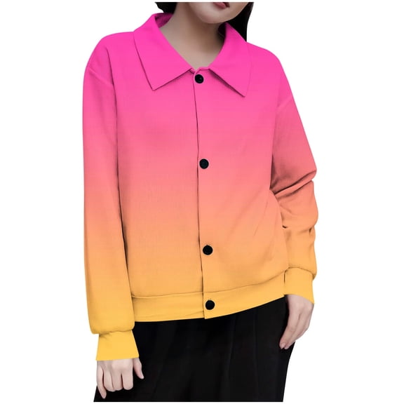 Jackets For Women Sevevn Women's Long Sleeve Jacket Fashion Printed Button Loose Blouse Lapel Lightweight Jacket