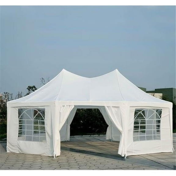 Online Gym Shop CB15413 Outdoor Octagon 8-Wall Party Canopy Gazebo Tent, White - 22 x 16 ft. & Large