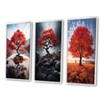 thumbnail image 3 of Designart "Coral Tree Maple Euphony" Floral Framed Wall Art Set Of 3 - Coral Tree Maple Frame Canvas Set For Living Room Decor, 3 of 6