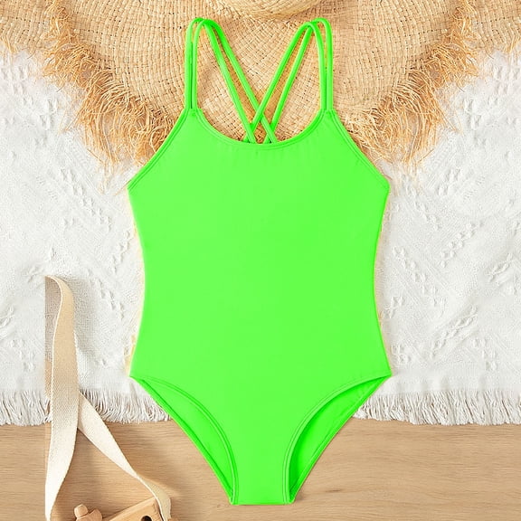 Zylarhe Swimming Suit for Girls,Girls Swimsuits One Piece Boyshort Tankini Swimming Suits for Girls Girl Swimwear with Chest Pad 9-10 Years Green