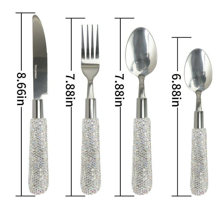 24pcs/set Small Waist Steak Knives & Forks & Spoons Stainless Steel  Silverware Set With Cutlery Tray, Great For Wedding Gift