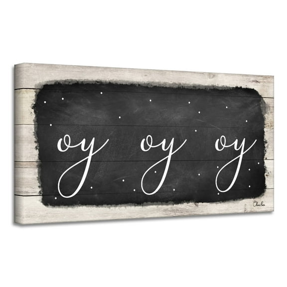 Crafted Creations Black and Beige 'Oy Oy Oy' Hanukkah Canvas Wall Art Decor 8" x 16"