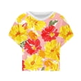 thumbnail image 4 of Anqov T Shirts for Women, Fashion Printed Short Sleeve Workout Shirts Open Back Tops, Daily Fitness Athletic Yoga Casual Crop Running Gym Tees, 4 of 5