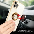 thumbnail image 6 of iPhone 12 Pro Max Case, 12 Pro Max Case, Slim Fit Soft 360° Ring Holder Kickstand Magnetic Car Mount Supported Shockproof Protective Phone Cover for iPhone 12 Pro Max 6.7 Inch, White/Golden, 6 of 18