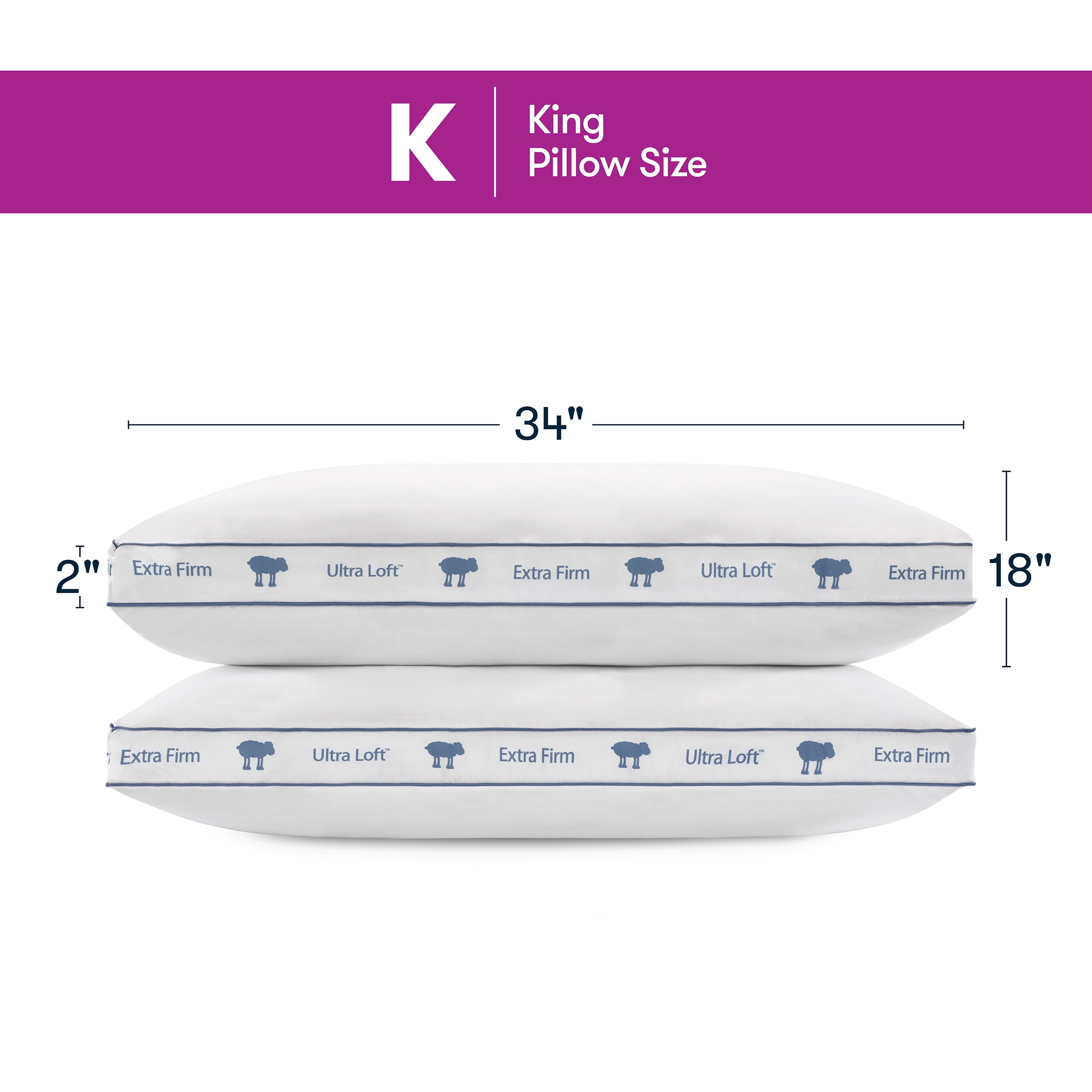 Sertapedic Ultra Loft King Bed Pillow, Extra Firm Support
