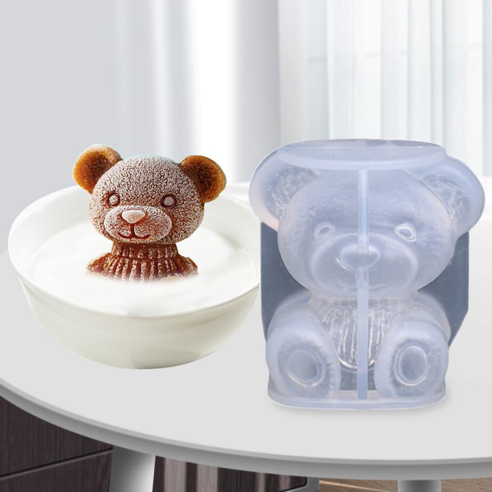 Ice Cube Bear Mold Silicone 3D Cute Bear Drink Decoration for Holiday,  Party, Whole Family to Make Lovely Ice Coffee, Juice