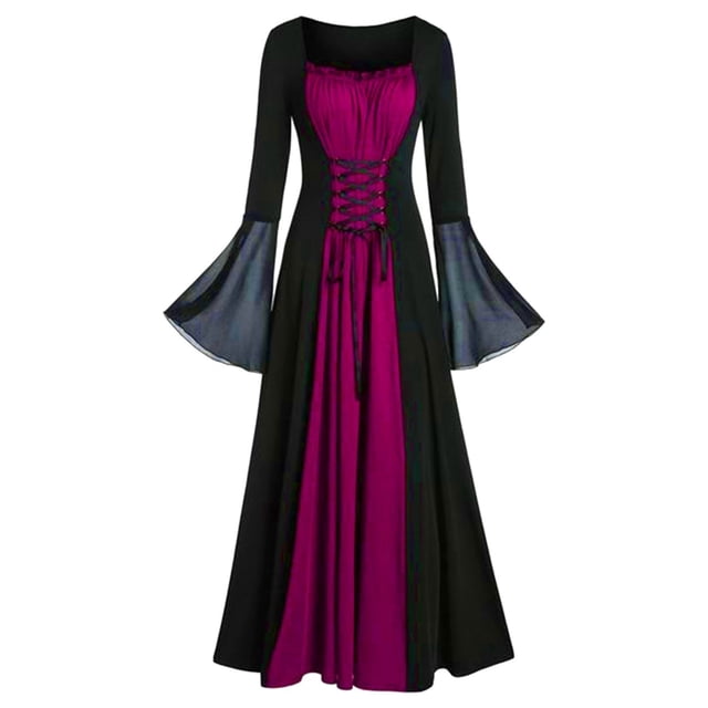 SXcggal Punk Style Stitching Dress Basic Versatile Unique Clothes Dress UP Party