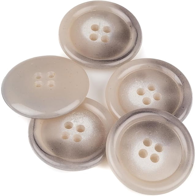 Mibo 5pcs Urea Coat Buttons with Rim - 4 Hole - 54L(34mm) - Light Grey Blend
