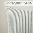 thumbnail image 2 of Softalker Throw Pillow Covers, Soft Corduroy Decorative Striped Pillow Cases 20x20 Inch Set of 2, Boho Cushion Pillow Cover for Farmhouse, Couch, Sofa, Bedroom, Living Room, Home Decor (Light Grey), 2 of 5