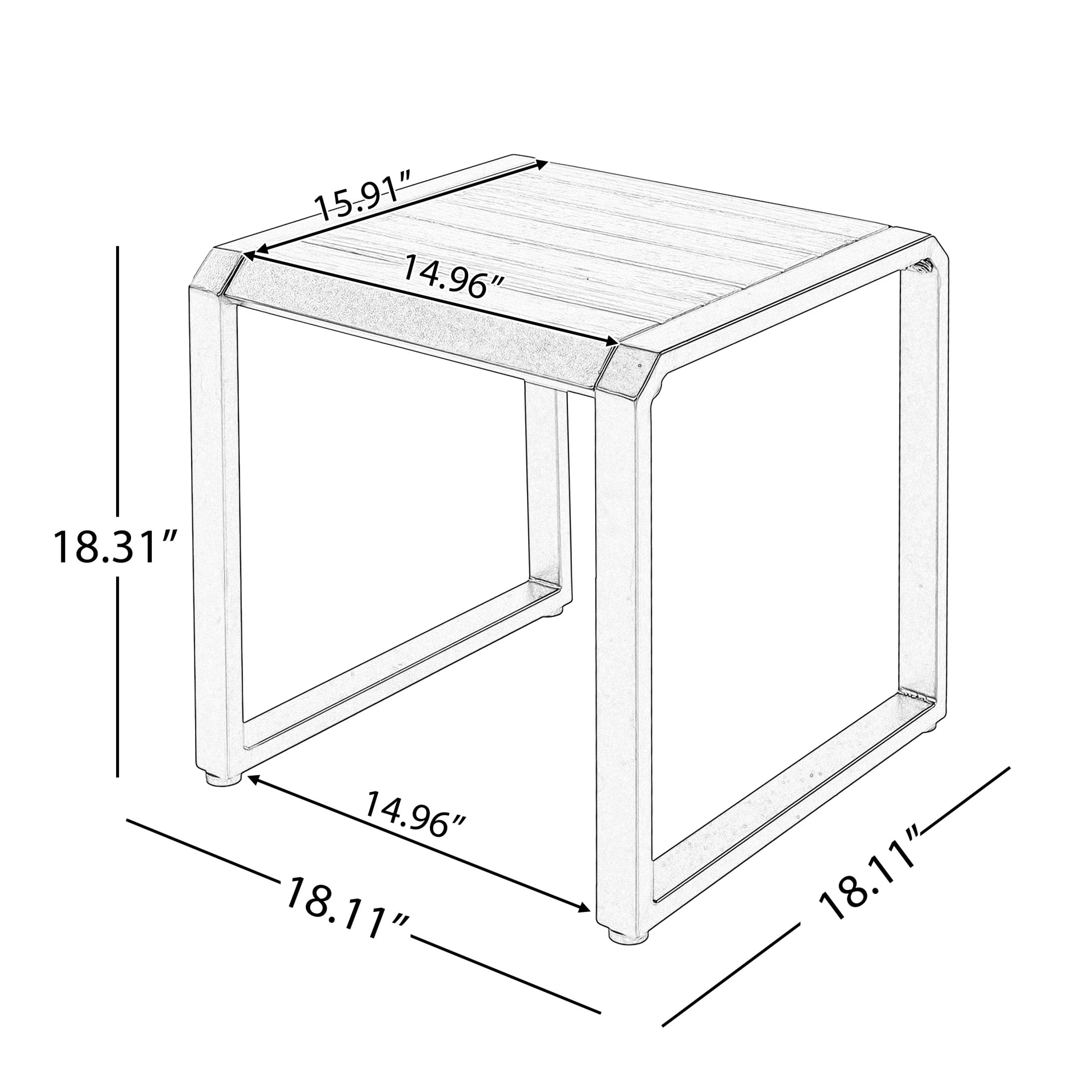 Christopher Knight Home Square Outdoor Accent Side Table with Acacia Wood Top, Iron Frame, White