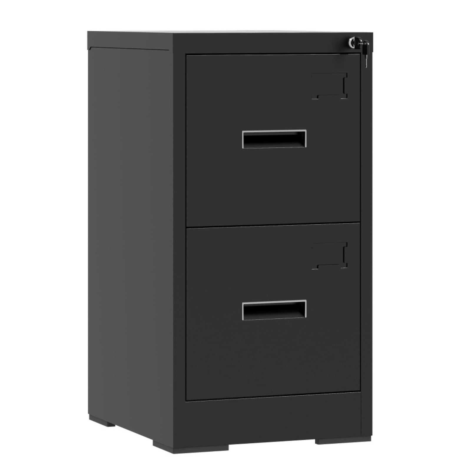 2 Drawer Lateral File Cabinet with Lock, Metal Lateral Filing Cabinet for Home Office, Steel Wide Horizontal Filing Cabinets for Letter/Legal/A4/F4 Hanging Files (Black)