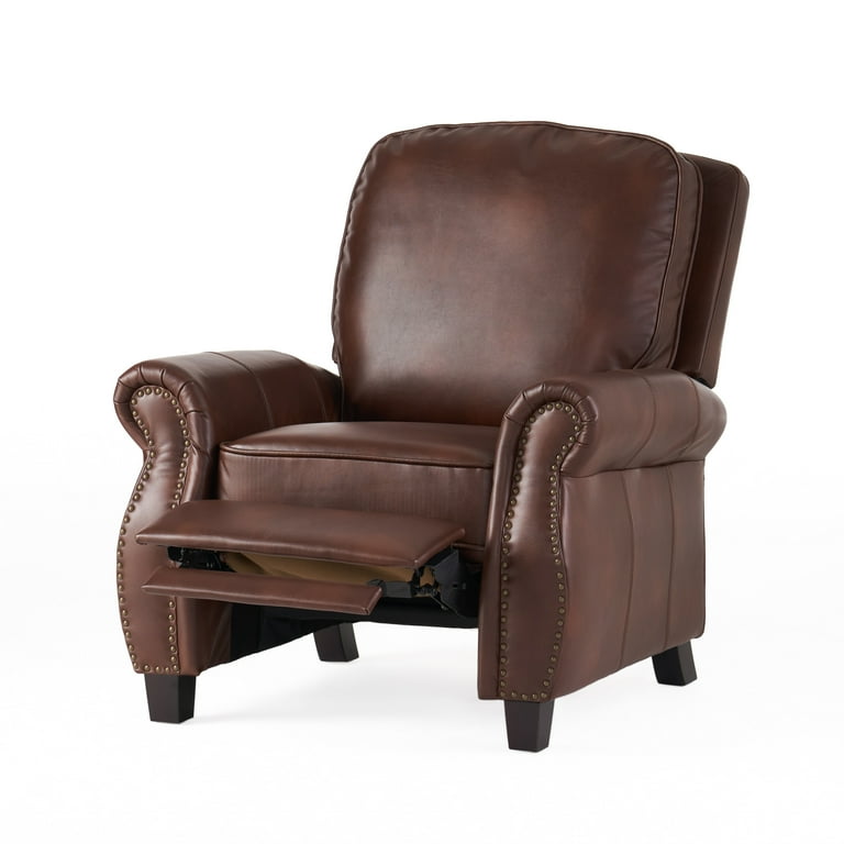 Ember Interiors Nathan Standard 2 Tone Brown Faux Leather Nailhead