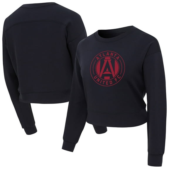 Women's Concepts Sport Black Atlanta United FC Tri-Blend Darby Knit Long Sleeve Crop Top