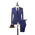 thumbnail image 1 of Men Business Formal Suit Set Slim Fit Wedding Blazer Pants 2 Piece, 1 of 3