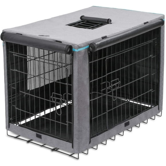 IGUOHAO Indoor/Outdoor Dog Crate Cover, Polyester Crate Cover or Durable Windproof Kennel Covers for Wire Dog Crates