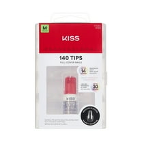 KISS Professional Full Cover Press On Nails Almond, ‘Unlimited’, White, Medium, 140 Count