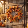 thumbnail image 6 of 20 Inch Artificial Fall Wreath for Front Door, Faux Pampas Autumn Wreath with Leaves Berries Cones, Indoor Covered Outdoor Thanksgiving Harvest Home Porch Decor, 6 of 7