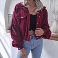 thumbnail image 4 of Chaqueta Corta de para Mujer, Otoño/Invierno, Informal, de Larga, con Botones, y Vino Tinto XL, 4 of 8