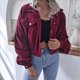 thumbnail image 4 of Chaqueta Corta de para Mujer, Otoño/Invierno, Informal, de Larga, con Botones, y Vino Tinto M, 4 of 8