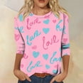 thumbnail image 2 of Lumtrix Womens 3/4 Sleeve Crew Neck T-Shirts Valentina's Day Spring Shirts Love Heart Graphic Tee Tops Loose Fit Tunic Multicolor 2XL, 2 of 7