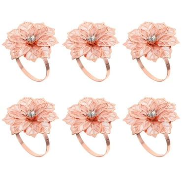 6pcs Alloy Napkin Rings Elegant Flower Modeling Napkin Buckles Napkin Holders