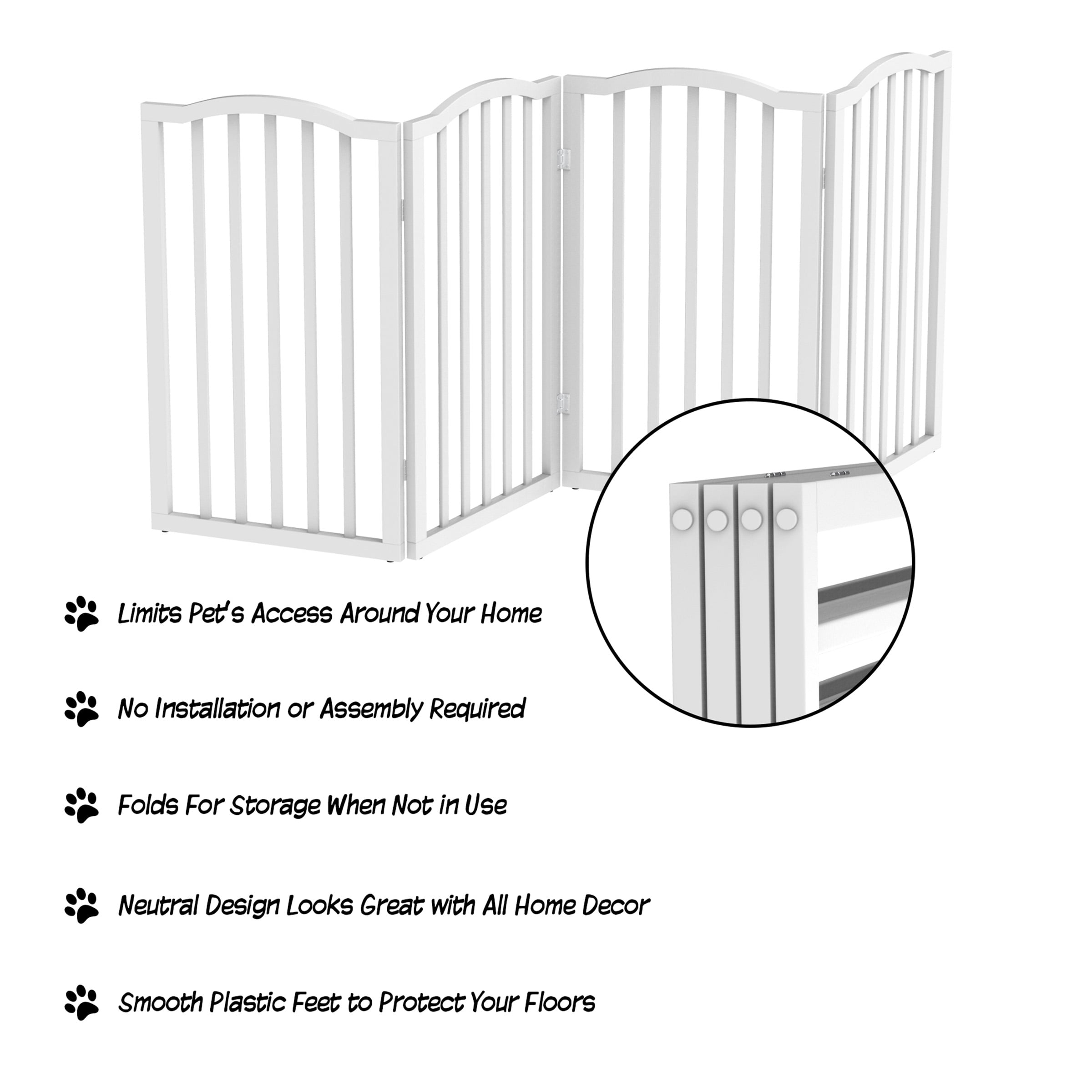 PETMAKER 4-Panel Indoor Foldable Pet Gate for Stairs or Doorways (White)