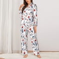 thumbnail image 2 of Honeii Tulips Flowers print Women's Pajama Sets Long Sleeve Button Down Sleepwear Nightwear Soft Pjs Lounge Sets-X-Large, 2 of 7