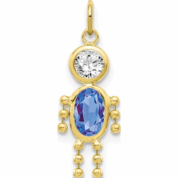 10K Yellow Gold September Boy Birthstone Charm (20 X 10) Made In United States 10xck173