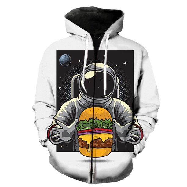 Sudadera con capucha y cremallera para hombre, diseño de astronauta de dibujos animados, unisex, estilo Harajuku, con capucha, manga larga, gran tamaño, con estampado 3D, estilo hip hop.