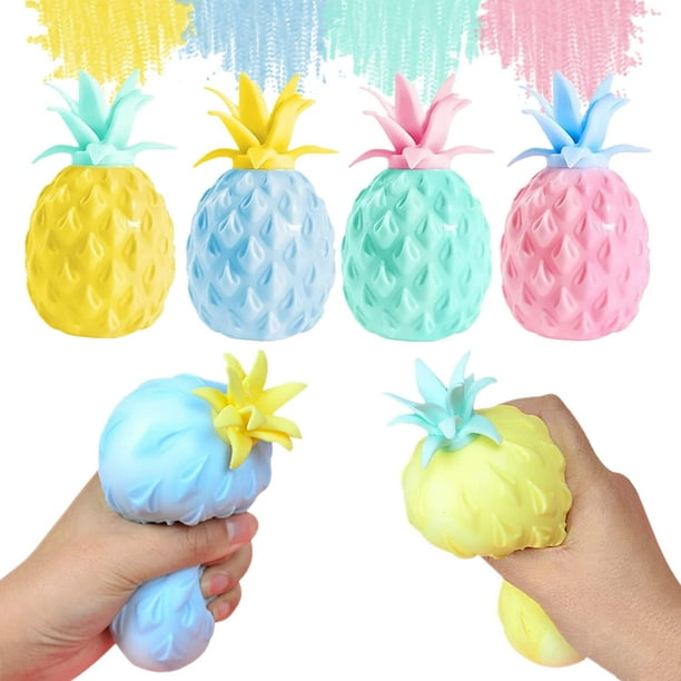 nipocaio Pineapple Stress Ball, 4PCS Tropical Fruit Squishy Dough Balls  Sensory Fidget Toys for Kids and Adults - Squeeze, Pull, and Stretch  Promote Stress Relief, Calm Focus 