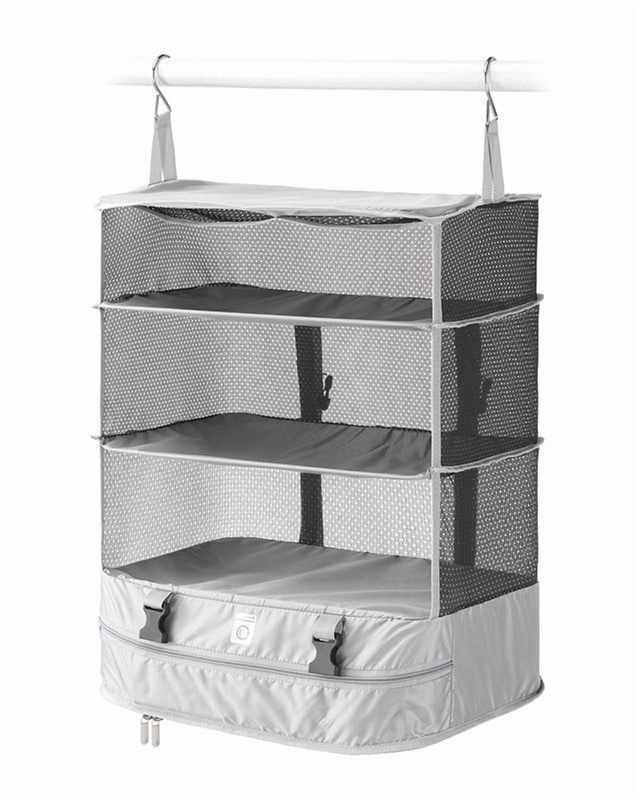 Whitmor 3-Tier Packable Hanging Closet Organizer for Travel in Gray