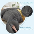 thumbnail image 4 of 100% Cotton All-Season Comforter - Box Stitched Comforter - Bedding with Corner Tabs Machine Washable Lightweight Color Dark Grey Solid Pattern Size Full (79"x90"), 4 of 7