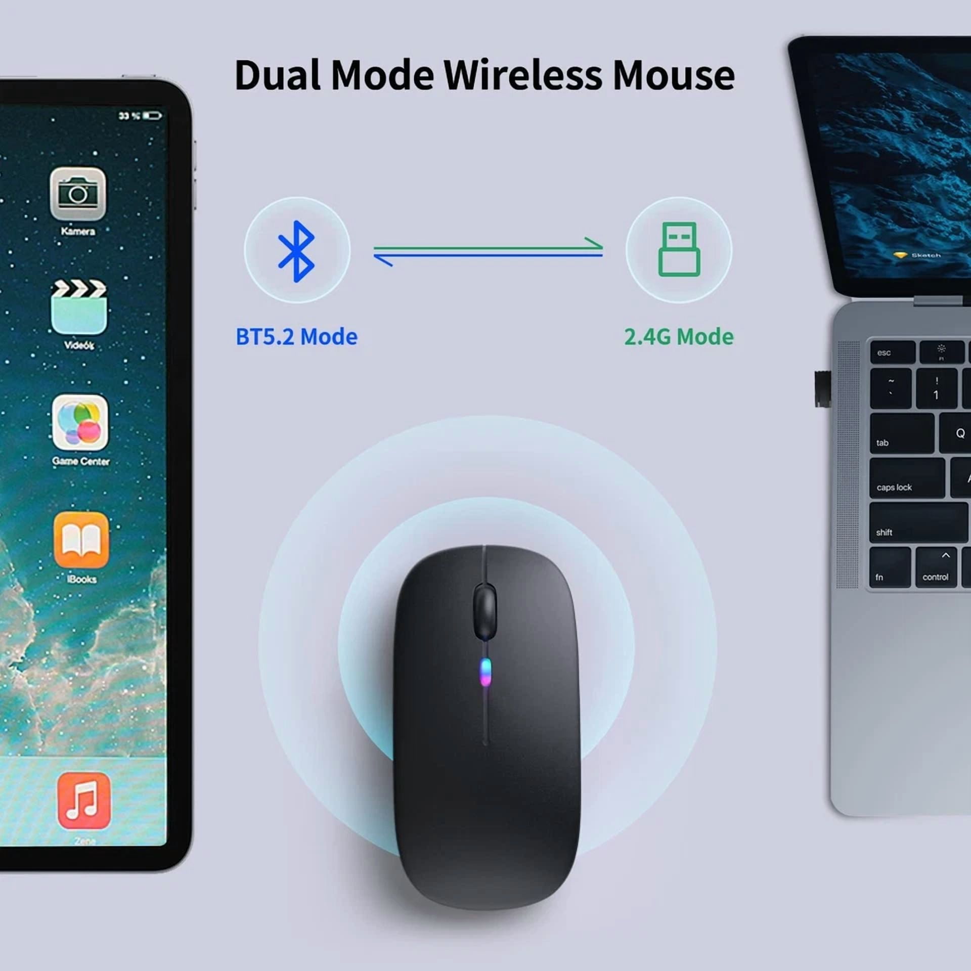 BUTTERFLY- Kanmabpc Wireless Bluetooth Mouse – Rechargeable Silent Dual Mode Bluetooth 5...