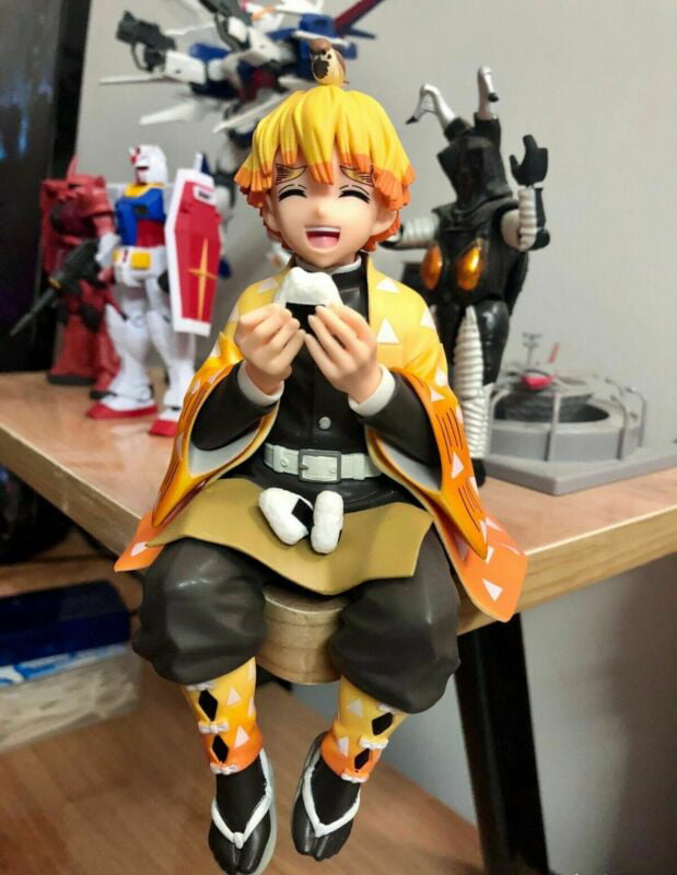 zenitsu eating rice ball  NINJAMO Zenitsu Agatsuma Rice Ball PVC Figure  Anime Demon Figure Anime Toy Statue Sitting Pose