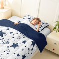 thumbnail image 3 of Manfei Dreamy Stars Printed Twin Comforter Sets,Cute Cartoon Heart Bedding Set,White Navy,Navy Blue Reversible,2 Pieces,1 Comforter and 1 Pillowcase, 3 of 7