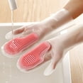 thumbnail image 4 of Silicone Cleaning Gloves,Dishwashing Gloves with Brush Bristles,Waterproof Non-Slip,Thickened Durable,Multi-Use for Dish Pot Vegetable,Kitchen Housework Bathroom Cleaning,Hand Protection Tool, 4 of 6