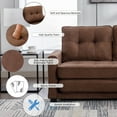 thumbnail image 2 of 59.4'' Modern Convertible Sleeper Sofa Bed with Two Side Pockets, Chenille Fabric Sofa w/Pull-Out Bed Loveseat Sofa Couch for Living Room, Brown, 2 of 9