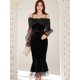 thumbnail image 1 of H Han Queen-Vestidos de sirena con cuello de barco para mujer, Vestidos Retro coreanos elegantes, vestido informal de fiesta de oficina Sexy, otoño 2023, 1 of 5