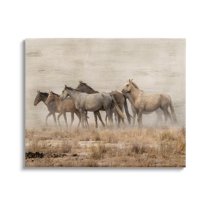 Stupell Industries Rustic Herd of Horses Animals & Insects Painting Gallery Wrapped Canvas Art Print Wall Art, 20 x 16