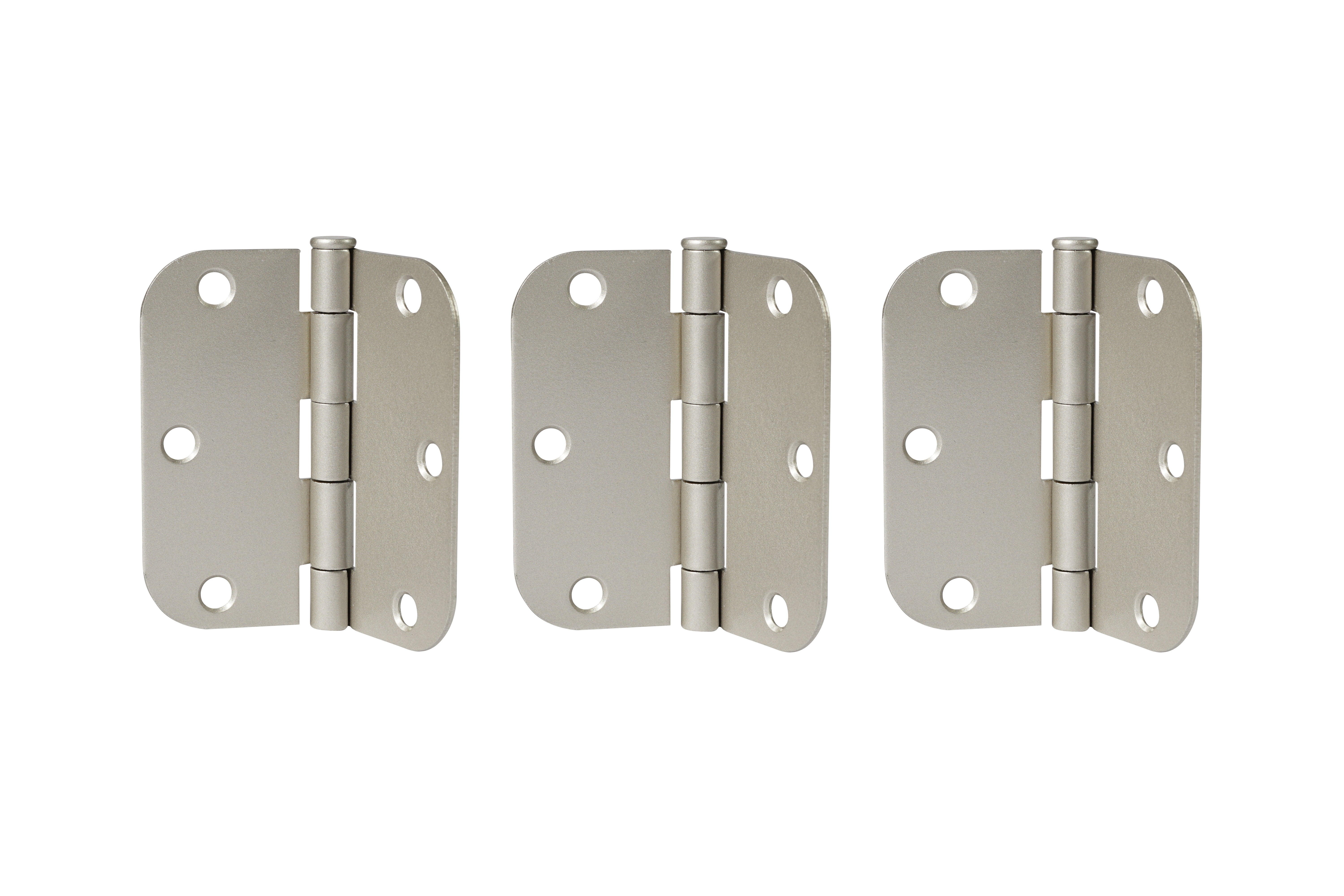 Bulldog Hardware Round Corner Hinge, 3 Pack, Satin Nickel