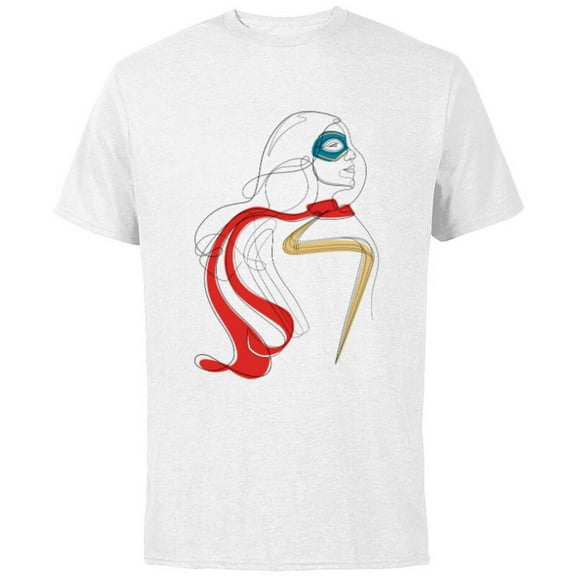 Marvel Studios Ms. Marvel Coloring Sketch - Short Sleeve Cotton T-Shirt for Adults - Customized-White